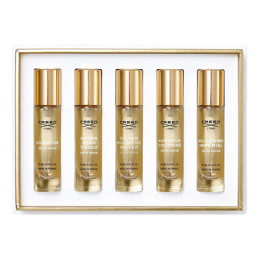 Set Creed: Aventus, Eau De Parfum, For Men, 10 ml + Green Irish Tweed, Eau De Parfum, For Men, 10 ml + Silver Mountain Water, Eau De Parfum, For Men, 10 ml + Aventus Cologne, Eau De Parfum, For Men, 10 ml + Millesime Imperial, Eau De Parfum, For Men, 10…