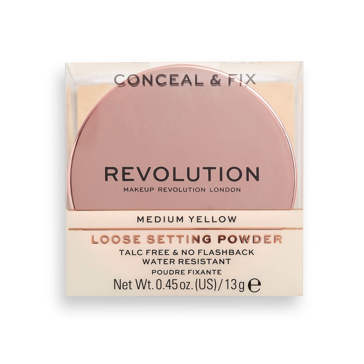 Makeup Revolution, Conceal & Fix, Vegan, Loose Setting Powder, Medium Yellow, 13 g